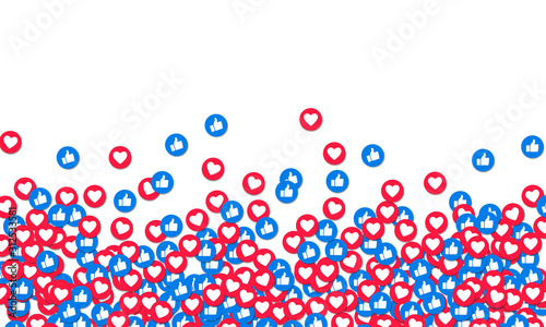 Like and heart icons background, vector illustration