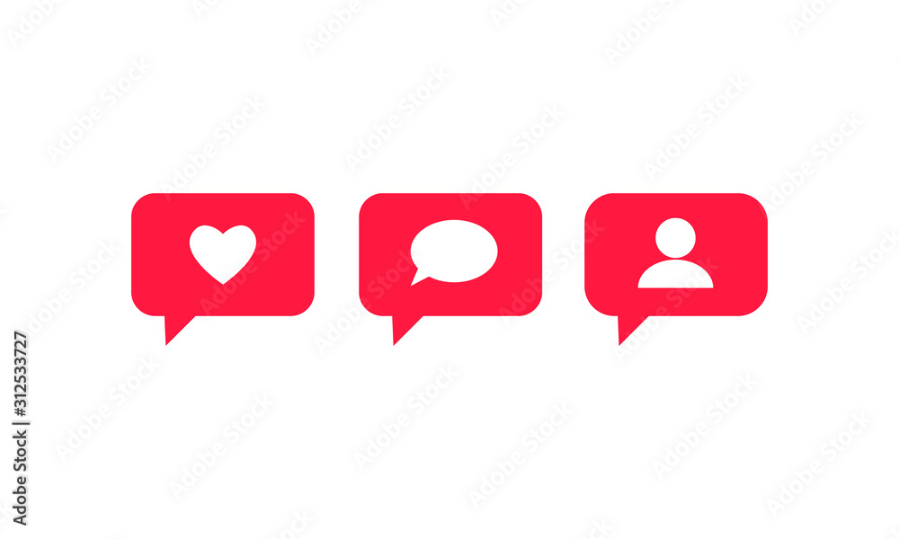 Fototapeta premium Social media set notifications icons. like, follower, comment. Vector illustration