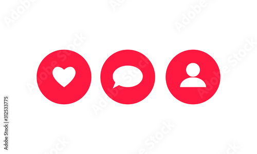 Social media set notifications icons. like, follower, comment. Vector illustration