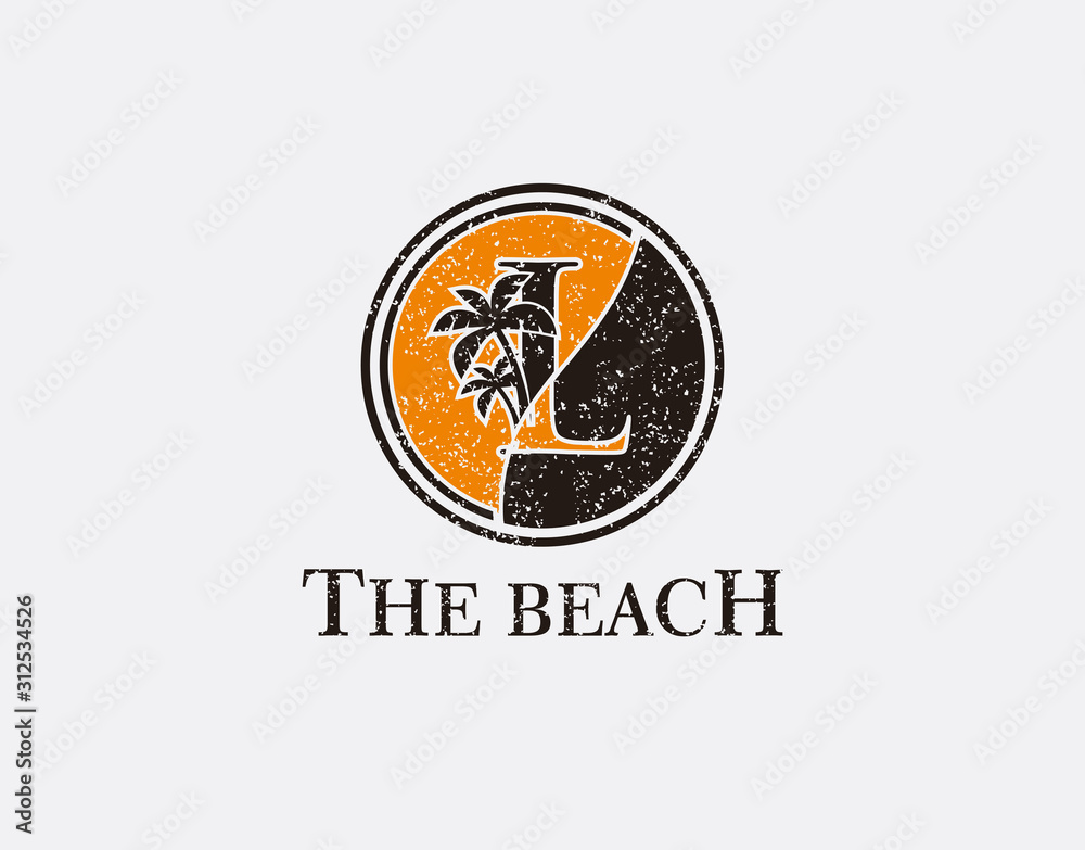 Fototapeta premium L Palm Beach Logo, Circle L Icon Logo