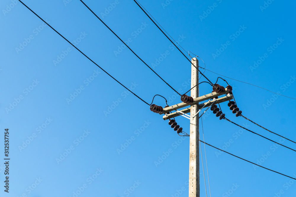 old wooden pole and wires