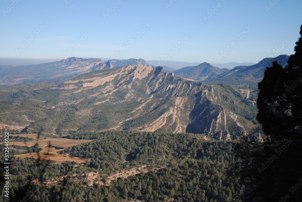 View of Els Ports natural park from Santa Bárbara mountain at Horta de Sant Joan.