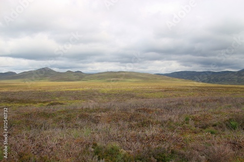 Wide mountain landscape in the Highlands of Scotland, between Aviemore and Pitlochry.  Cairngorms National Park,  UK, Europe. 