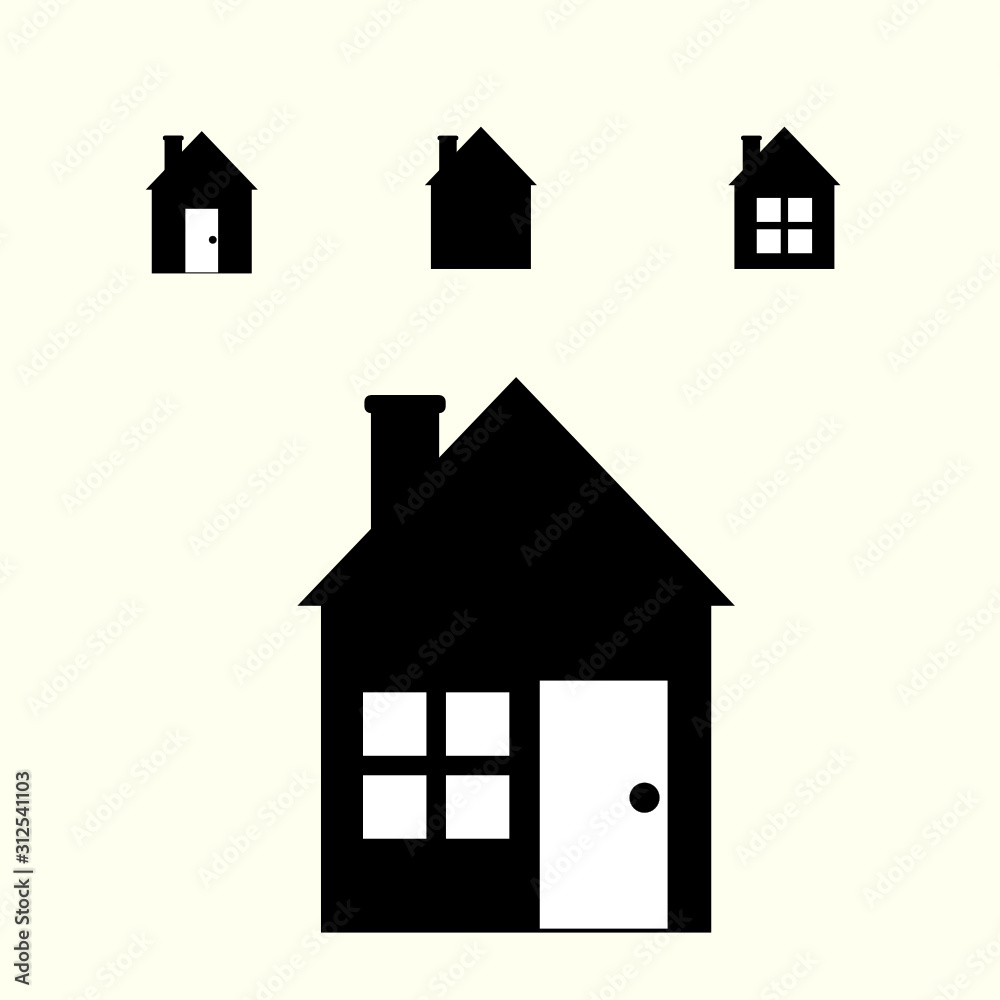 Home or house illustration logo design vector with black and white color