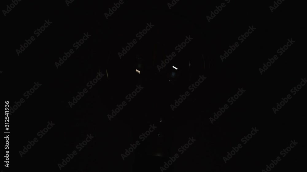 Close up shot of an halogen lamp turning off , Idea light bulb on black background. led light 