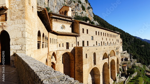 Entering in San Benedetto Abbey, Subiaco, Lazio, Italia