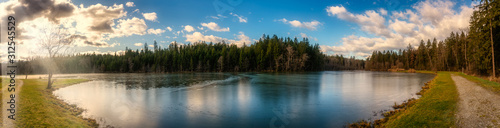 Panorama view at Wundschuher See in Wundschuh, Styria, Austria near Graz. View at forests and lake.Landscape © Przemyslaw Iciak