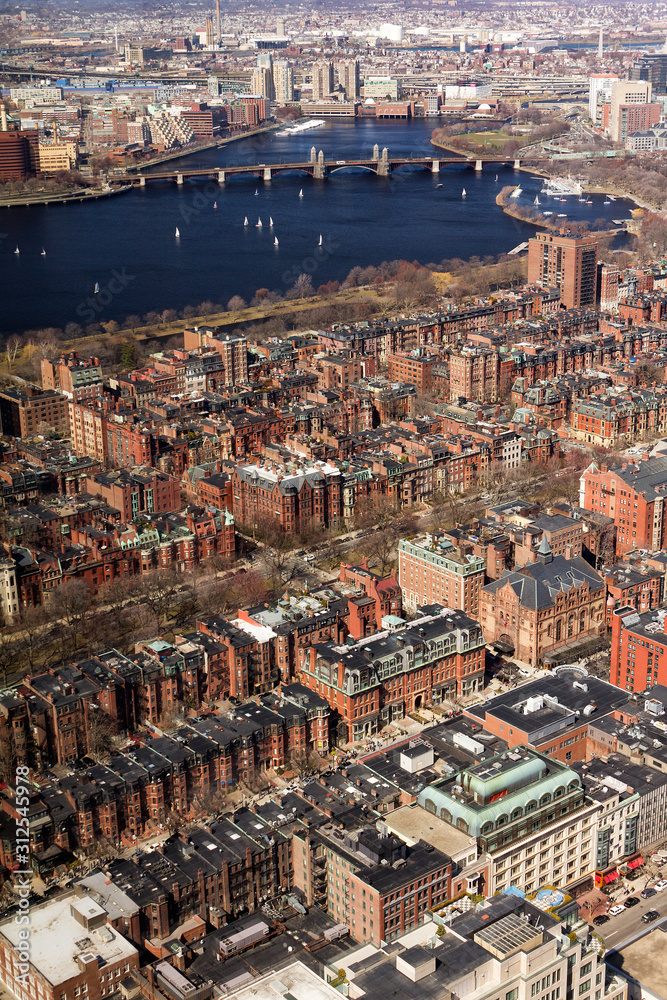 Aerial View of Boston in MA, USA