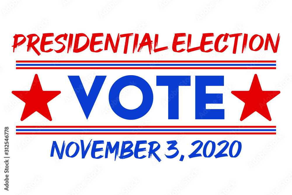 2020 United States of America Presidential Election banner. Election banner Vote 2020 with Patriotic Stars. 2020 United States of America Presidential Election banner. Election banner Vote 2020 with Patriotic Stars.
