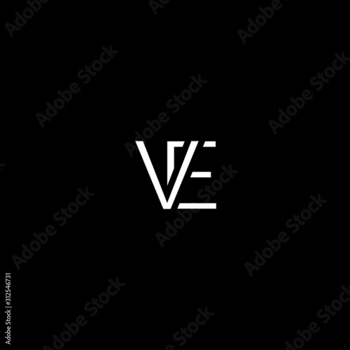 Modern trendy minimal VE initial based letter icon logo