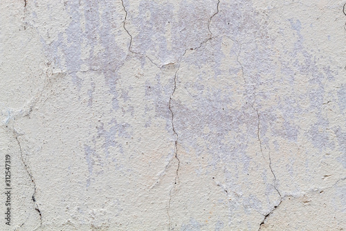 Old Weathered Cracked White Painted Concrete Wall Texture 