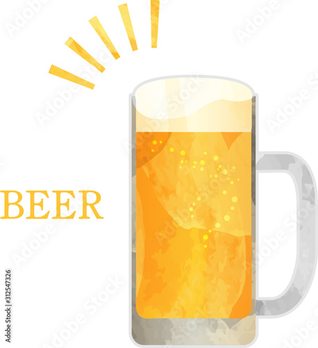 生ビール_ビール_切り絵風_ジョッキ_乾杯_ベクター_イラスト_ドリンク_お酒_アルコール