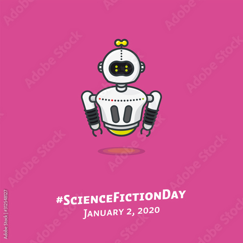 Levitating robot science fiction vector illustration for #ScienceFictionDay on January 2