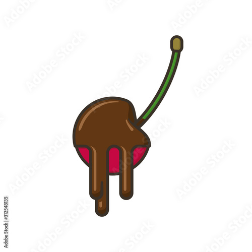 Chocolate covered cherry vector icon for #ChocolateCoveredCherryDay on January 3