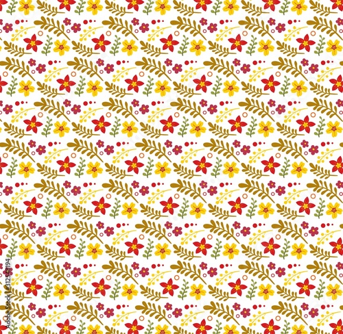 Pattern tropical botanical motifs scattered random