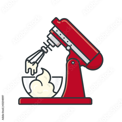 Kitchen mixer with whipped cream vector illustration for #WhippedCreamDay on January 5