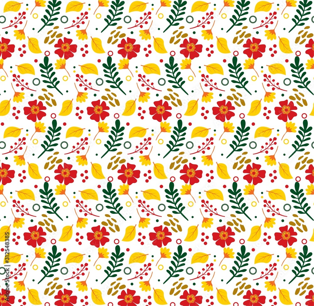 Pattern tropical botanical motifs scattered random