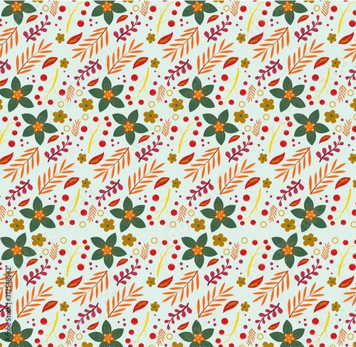 Pattern tropical botanical motifs scattered random