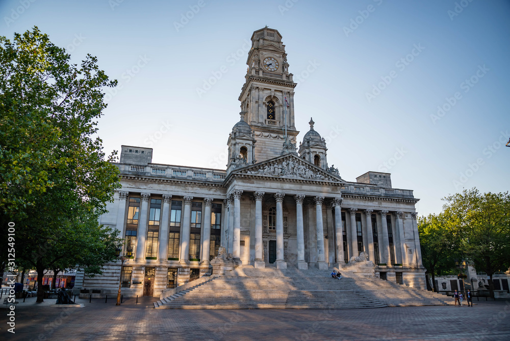 Fototapeta premium Portsmouth Guildhall building in Guildhall Square Southsea Portsmouth England