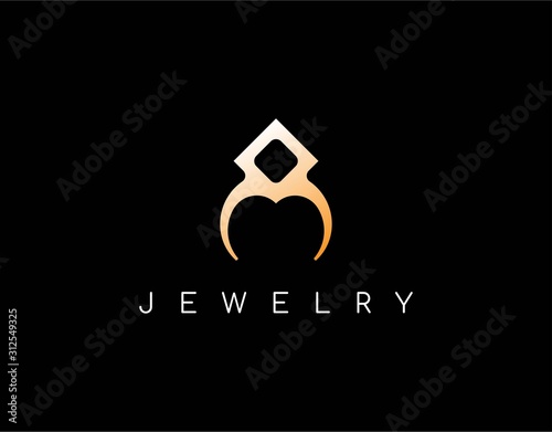 Luxury logo of Jewelry with Modern Concept. Design with Unique and Abstract Ring Vector Image. Suitable for Jewelry Shop Business Sign.