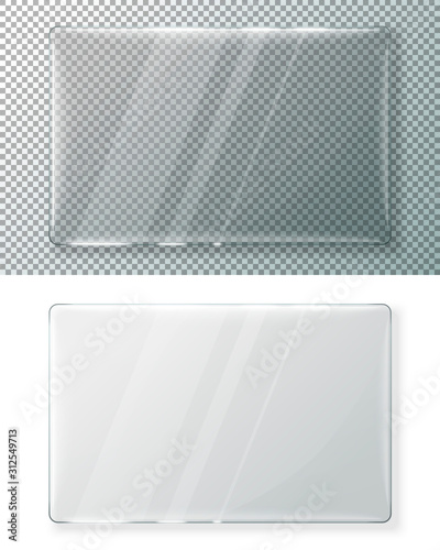 Transparent vector realistic glass plate for signs