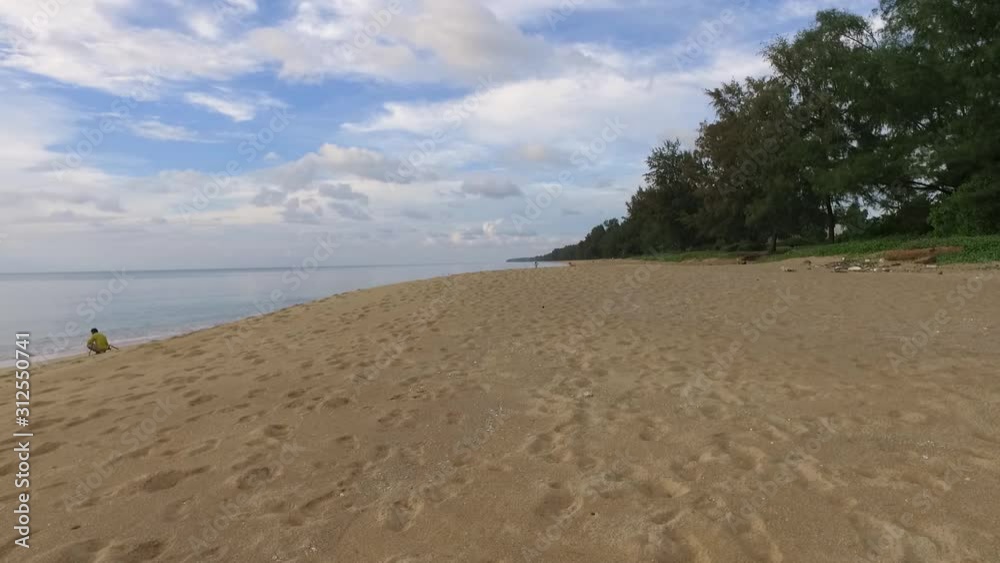 Phuket empty beach. Phuket island beach. Cloudy day on Phuket.