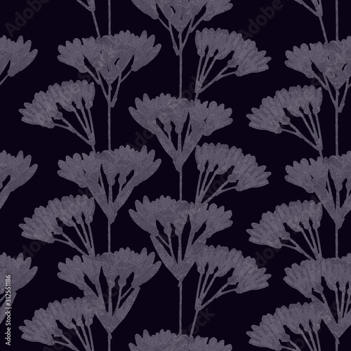 Black and White Flower Seamless Repeat Textile Pattern