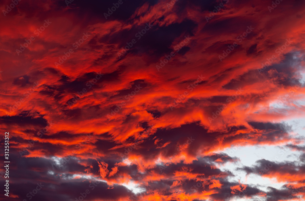 Dramatic red clouds - beautiful colorful sunset