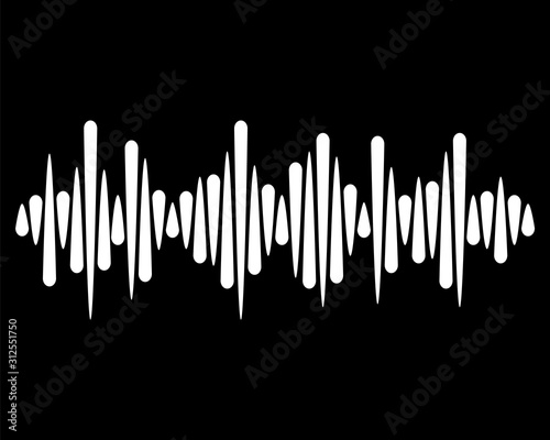 Pulse music player. Audio white wave logo