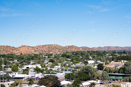 Looking over a remote Australian town during the day