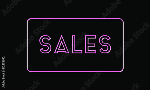 Sales neon sign black and rose vector