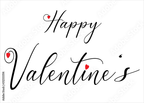 Happy Valentine s card with red hearts  on white background - vector
