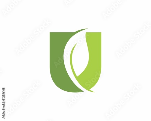 Letter U With Leaf Logo Design Template 003