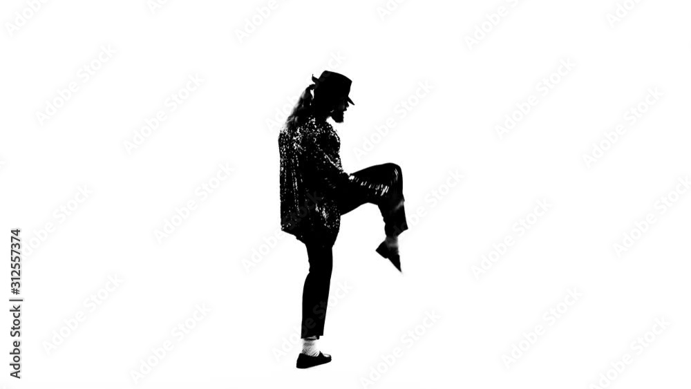 Silhouette of a young man dancer dancing on white background. Silhouette of a young man dancer dancing on white background.