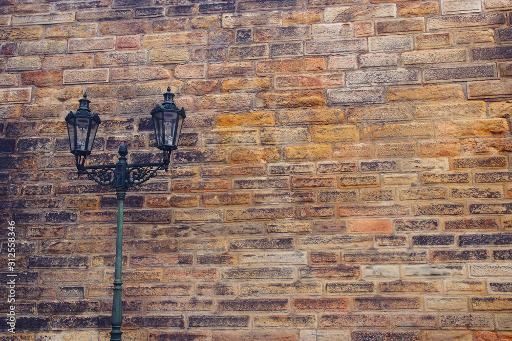 Background of old brick wall and street lantern Background of old brick wall and street lantern