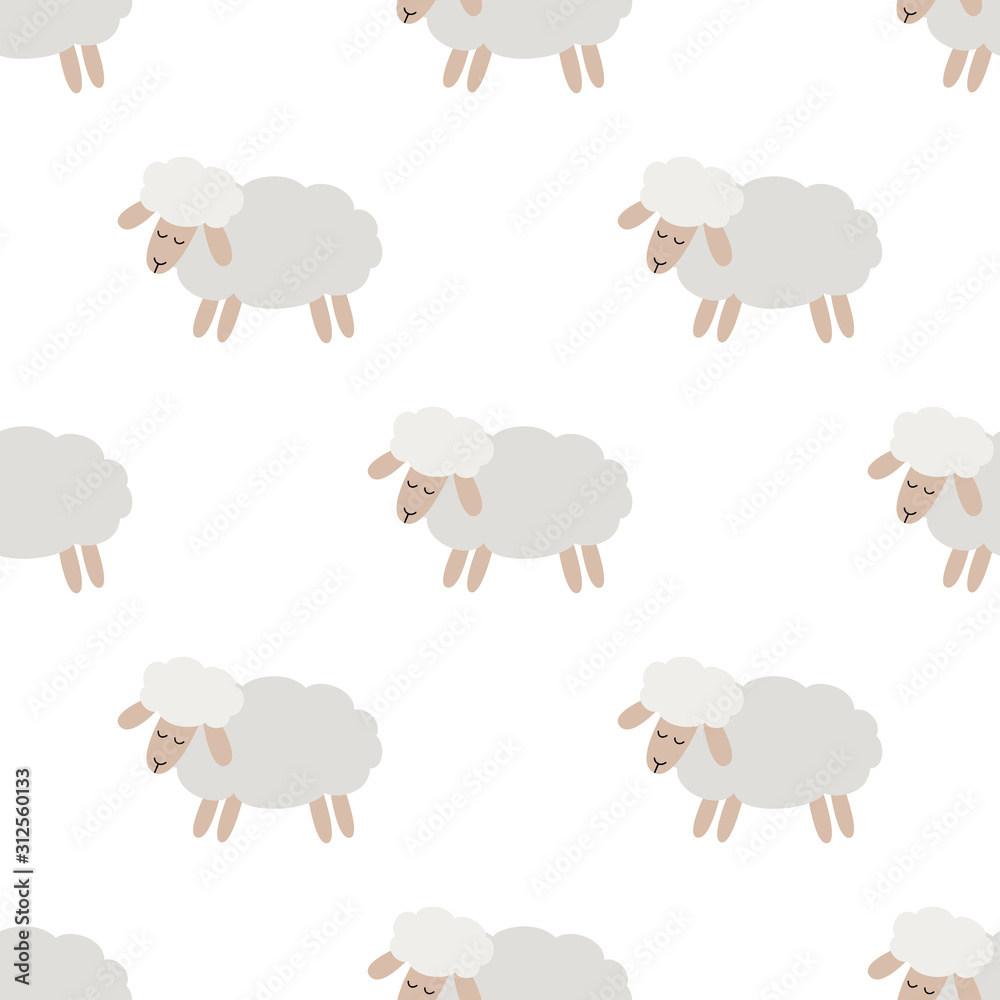 Naklejka premium Lamb. Seamless pattern. It is used for children s products, bedding, wrapping paper.