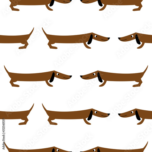 Dachshund. Seamless pattern. It is used for children s products, bedding, wrapping paper.
