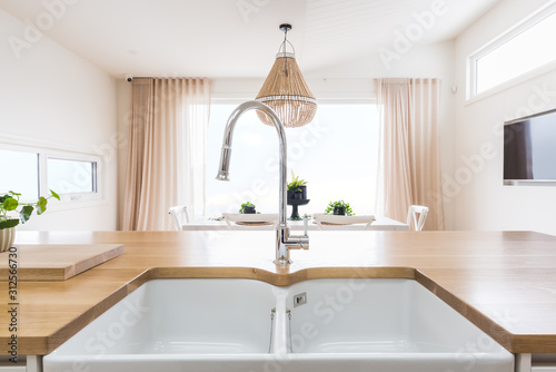 Trough style kitchen sink