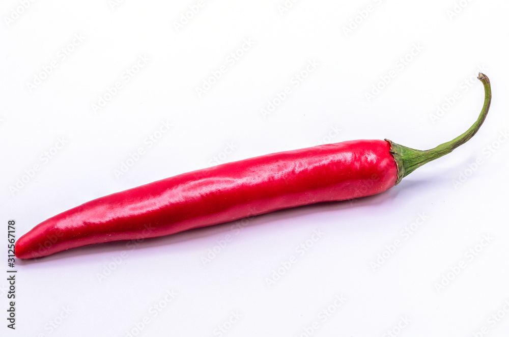 Chili pepper isolated on a white background.Close up red chili on white. Chili pepper isolated on a white background.Close up red chili on white.