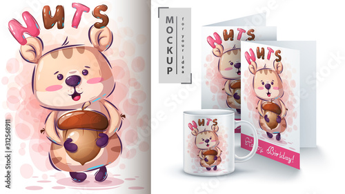 Hamster with nuts poster and merchandising