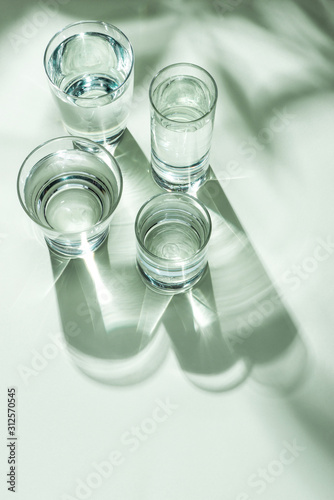 Glasses of pure water.