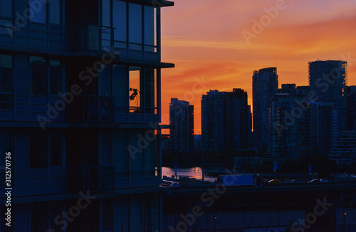 Condo Buildings at Sunset photo