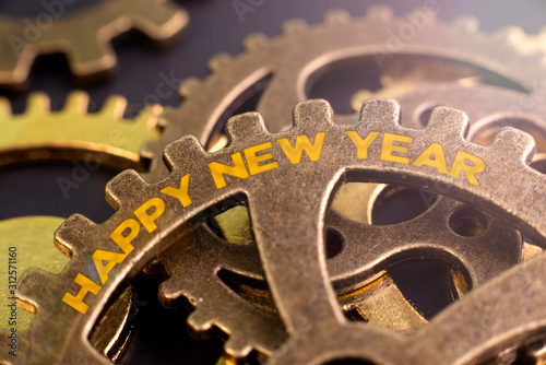 2020 new year holiday concept, meta gears with inscription