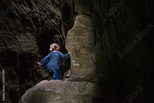 Girl exploring, Deep Pass, Blue Mountains photo