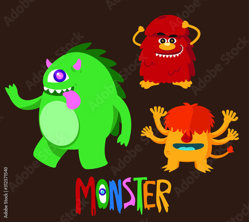 monster cartoon set
