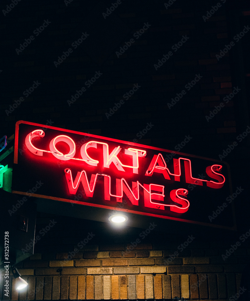 Neon Cocktails and Wines sign Neon Cocktails and Wines sign
