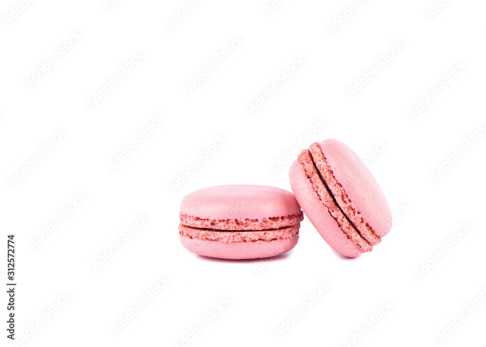 Two pink macaroon isolated on a white background. Two pink macaroon isolated on a white background.