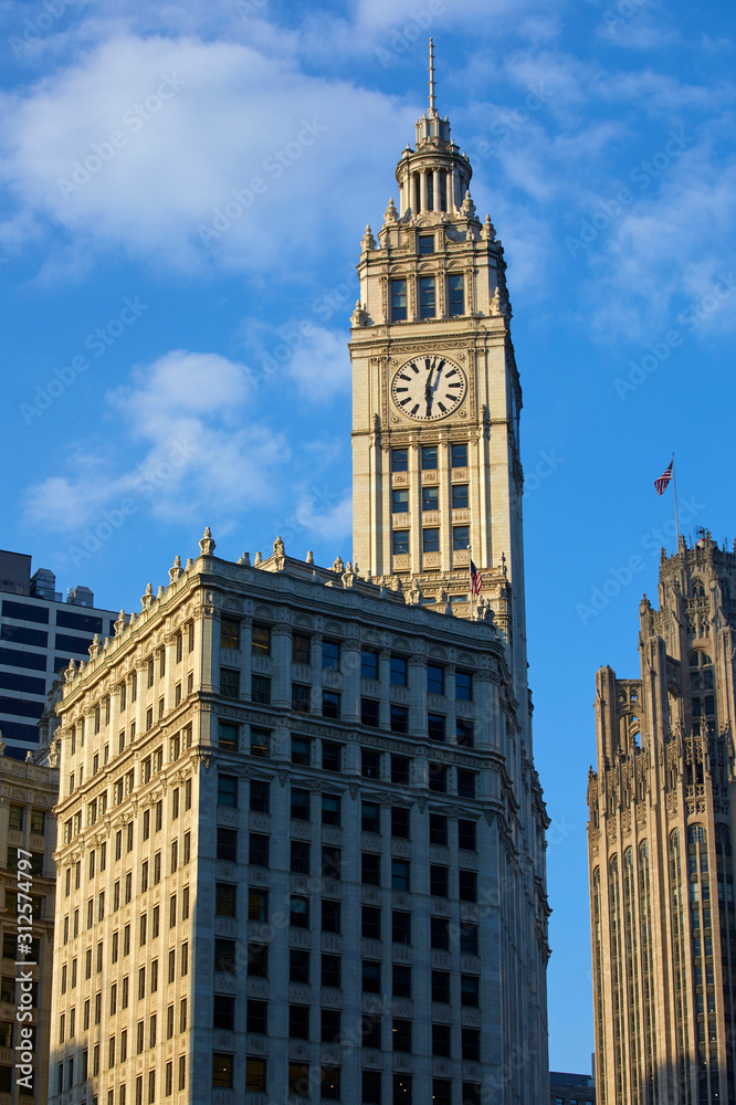 Wrigley Building along chicago River, Chicago, Illinois, United States