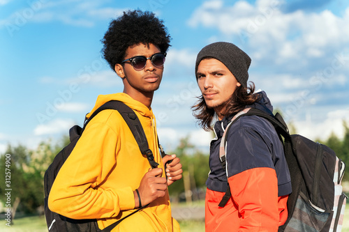 Portrait of teenager friends at the street