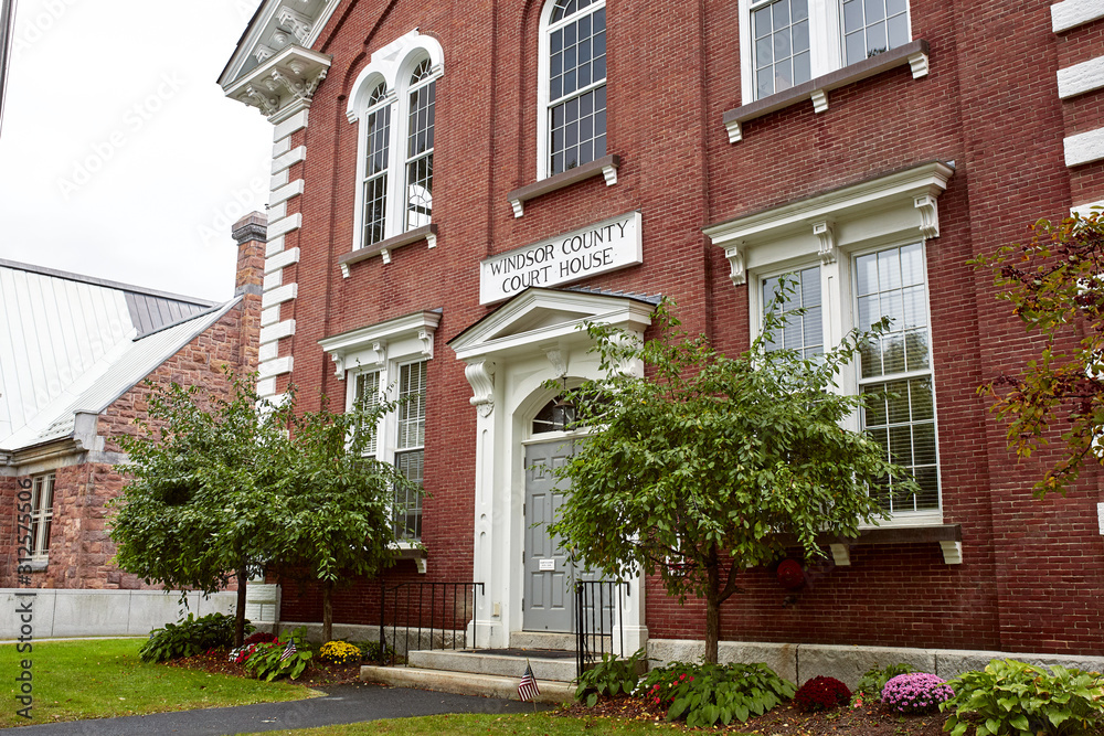 Windsor County Courthouse on a cold, Fall day in the historic New England town of Woodstock, Vermont Windsor County Courthouse on a cold, Fall day in the historic New England town of Woodstock, Vermont